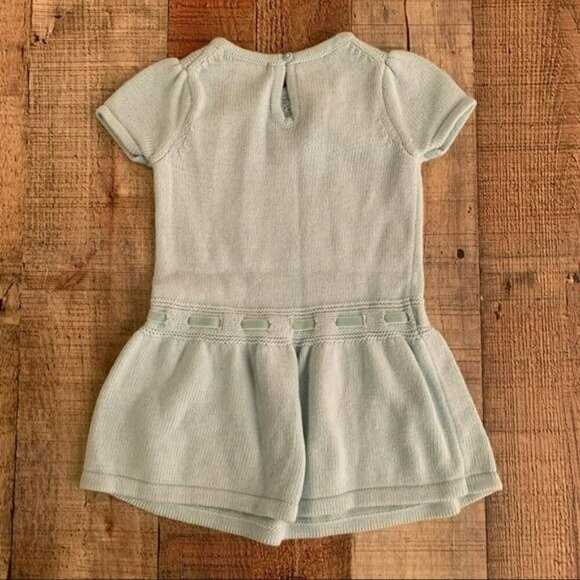 Janie And Jack Girls Size 6-12M Light Blue Short Sleeve Cable Knit Dress - Picture 7 of 7